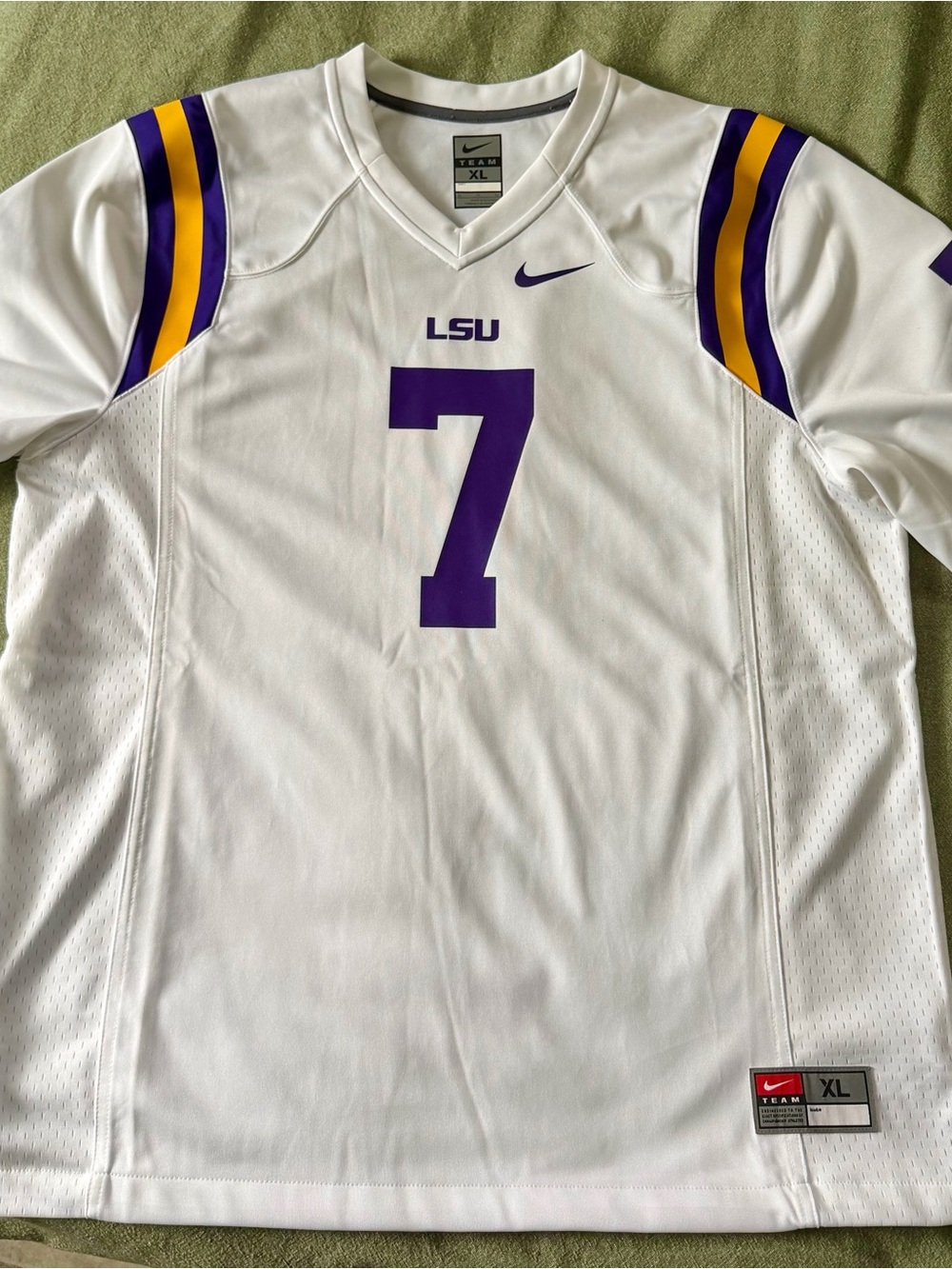 Nike LSU Tigers Football Jersey White and Purple #7